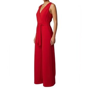 Anthropologie Cathy sleeveless belted wide leg jumpsuit Red Women’s size XS